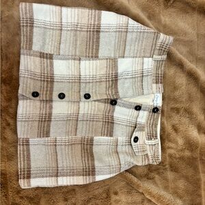 Emory Park Cream and Brown Plaid Skirt